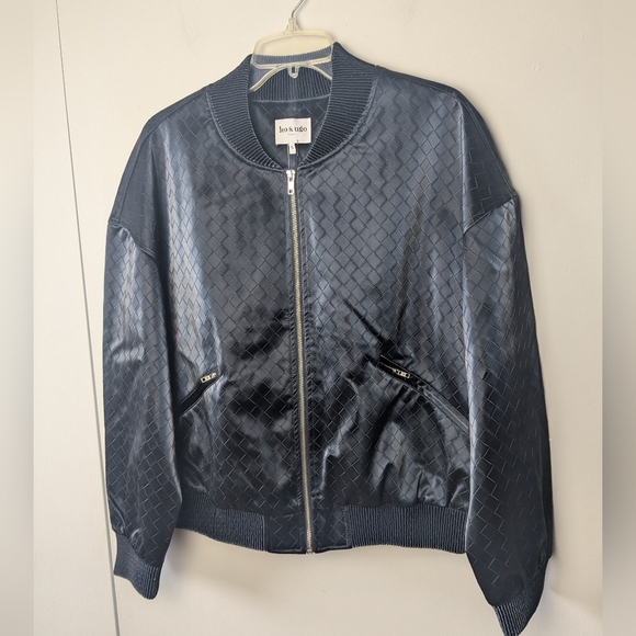 NWT ! LEO & UGO Gina Jacket Navy Blue Glossy Size 5 = XL Perfect For Fall ! - Picture 2 of 16